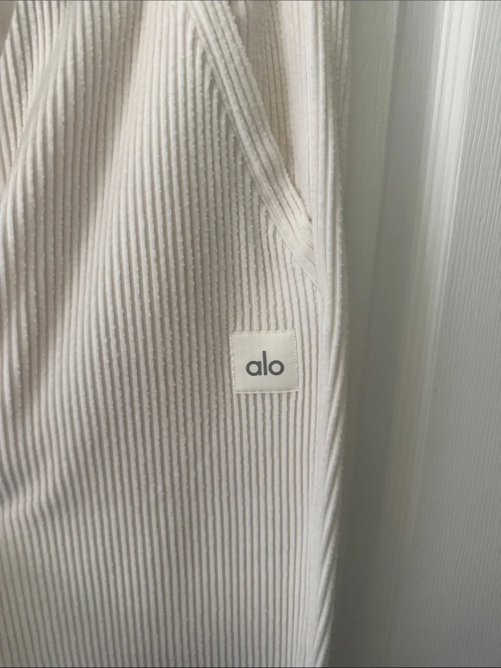 ALO Yoga Cream Ribbed Joggers with Drawstring Waist